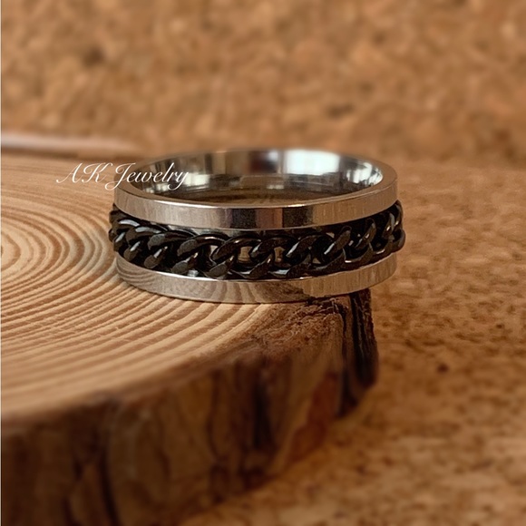 💎Stainless Steel Chain Link Spinning Ring - Picture 2 of 2